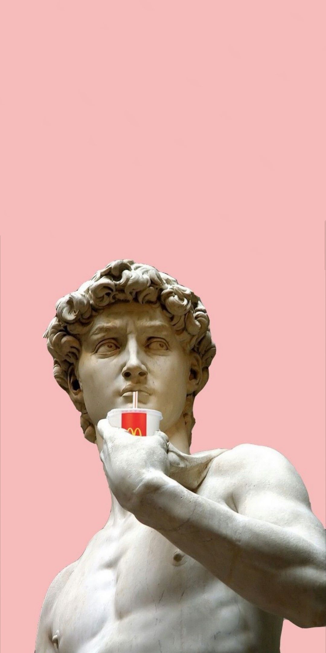 IPhone wallpaper of a statue holding a cup of McDonald's - Greek statue, statue