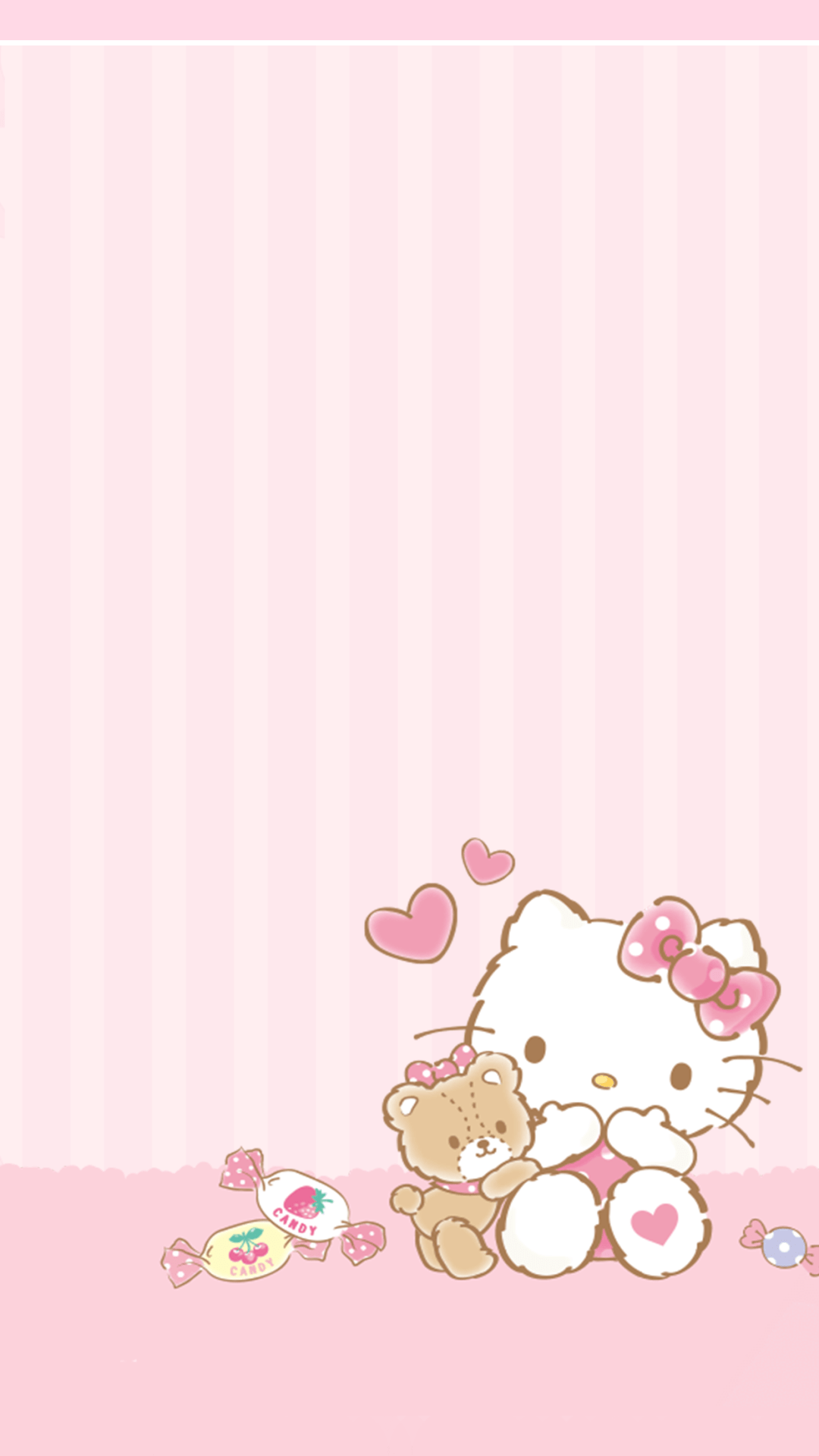 Hello Kitty iPhone Wallpaper with image resolution 1080x1920 pixel. You can make this wallpaper for your iPhone 5, 6, 7, 8, X backgrounds, Mobile Screensaver, or iPad Lock Screen - Hello Kitty, teddy bear, Sanrio