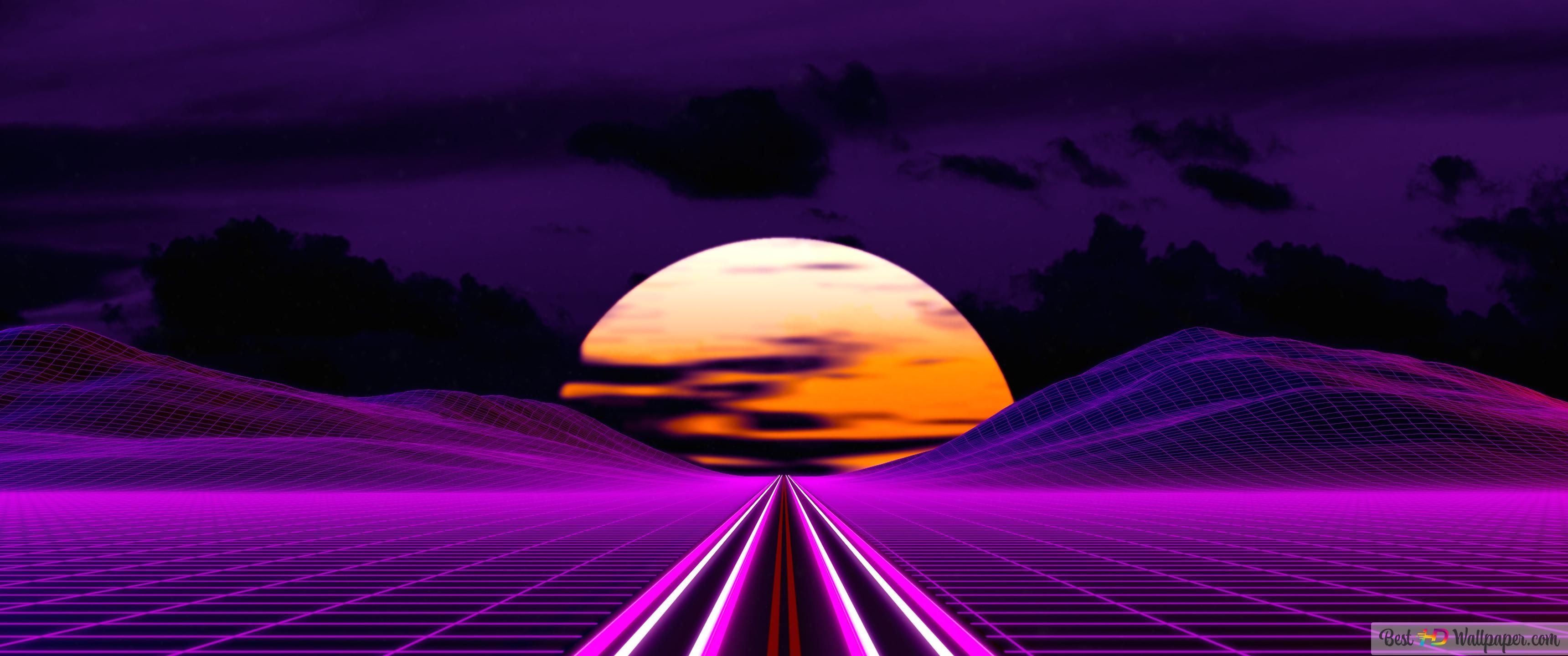 Sunset Synthwave 4K wallpaper download