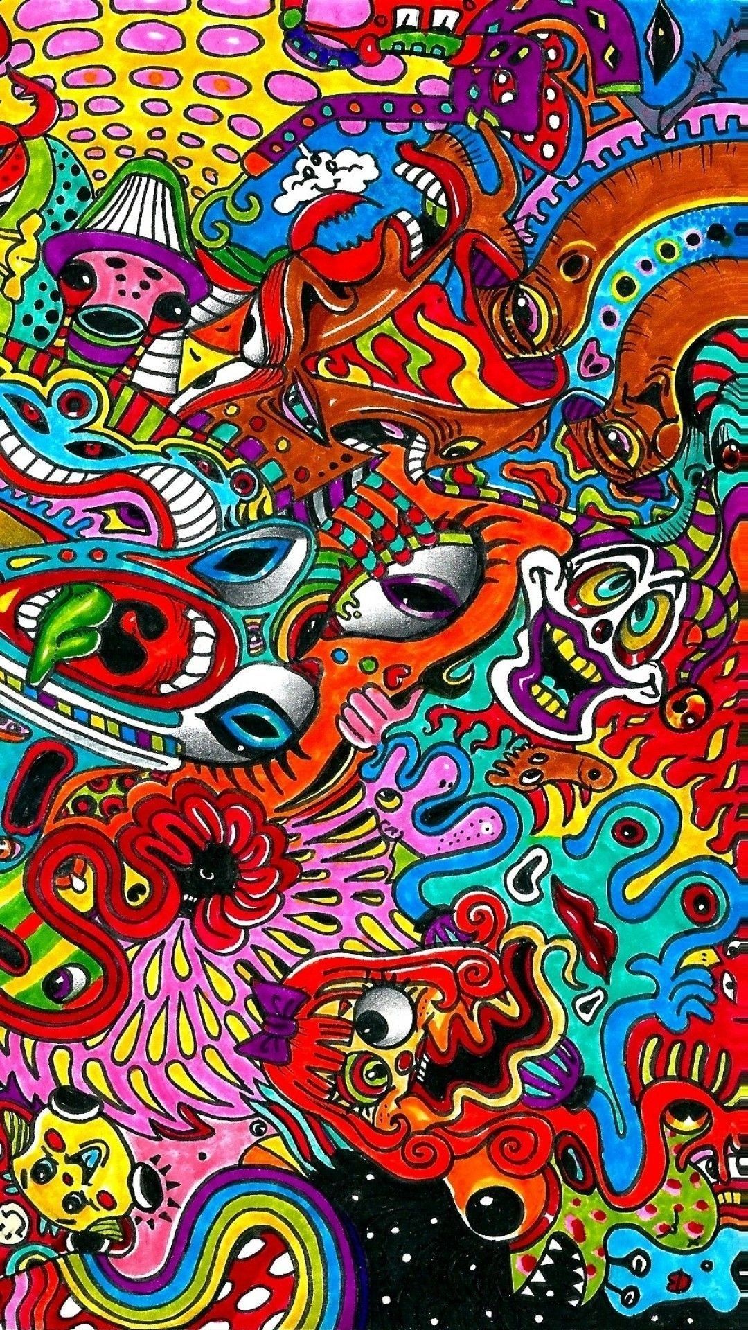 A psychedelic artwork with many different colors - Trippy