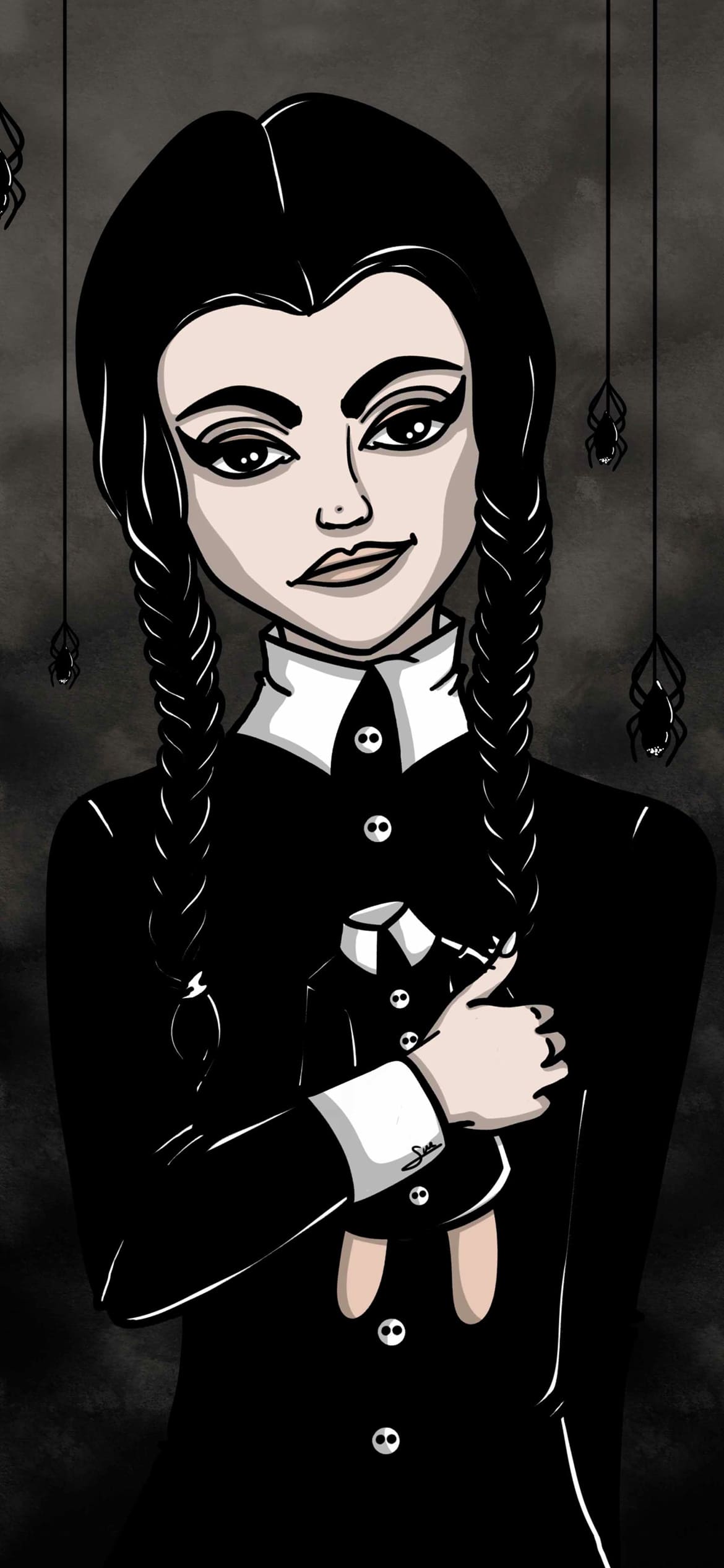 A cartoon drawing of an evil looking woman - Wednesday