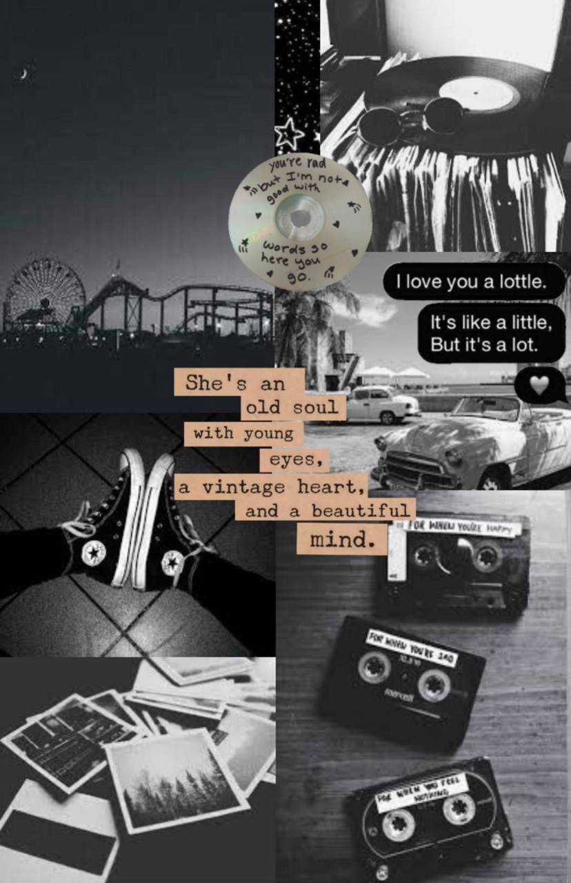 Aesthetic background with a vintage vibe - Black, collage