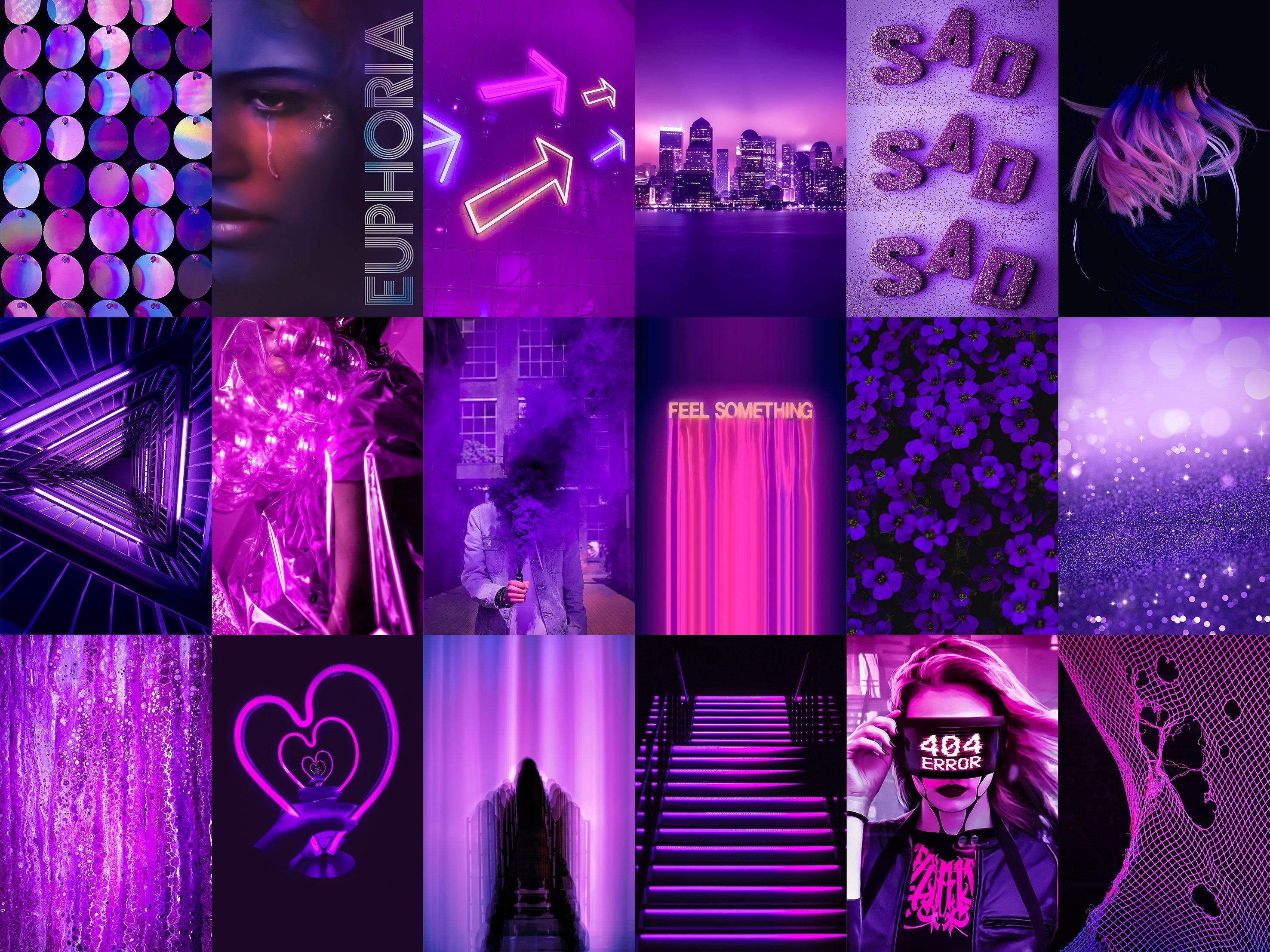 PCS Euphoria Aesthetic Photo Collage Kit Boujee Purple
