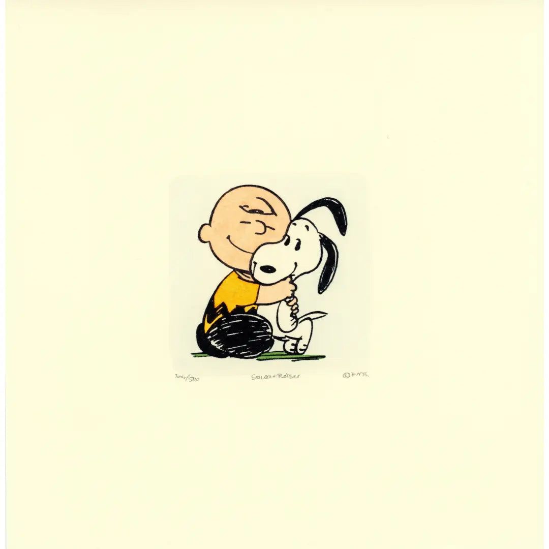 Charlie Brown & Snoopy Peanuts Sowa & Reiser #D 500 Hand Painted Cartoon Etching Art Smile