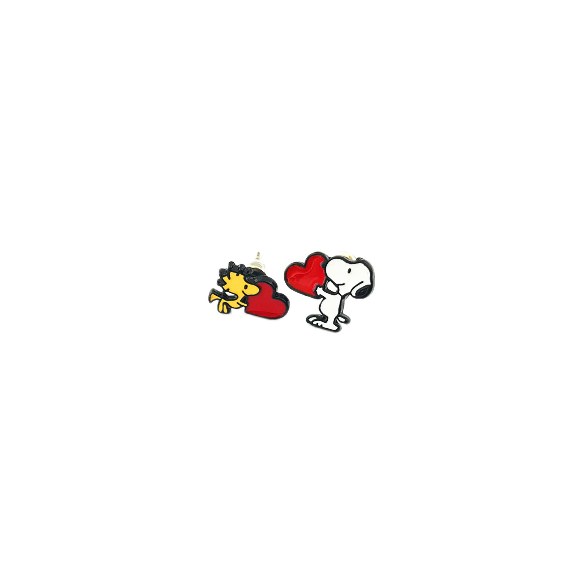 Charlie Brown Snoopy & Woodstock Silver Tone Cartoon Comic Logo Post Earrings W Gift Box By Superheroes Brand