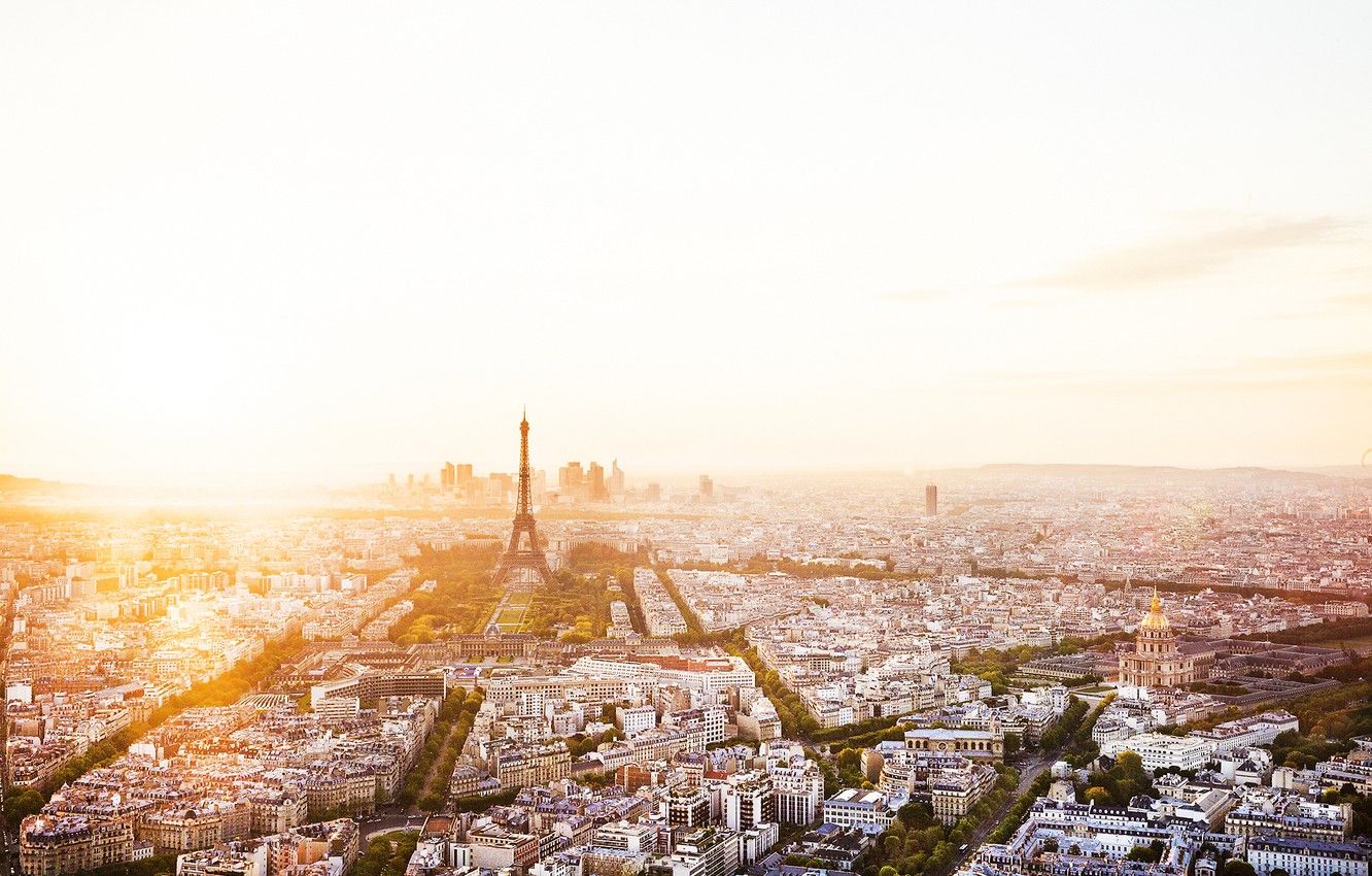 Wallpaper trees, the city, dawn, France, Paris, building, road, home, morning, panorama, Eiffel tower, Paris, architecture, street, France, Eiffel Tower image for desktop, section город