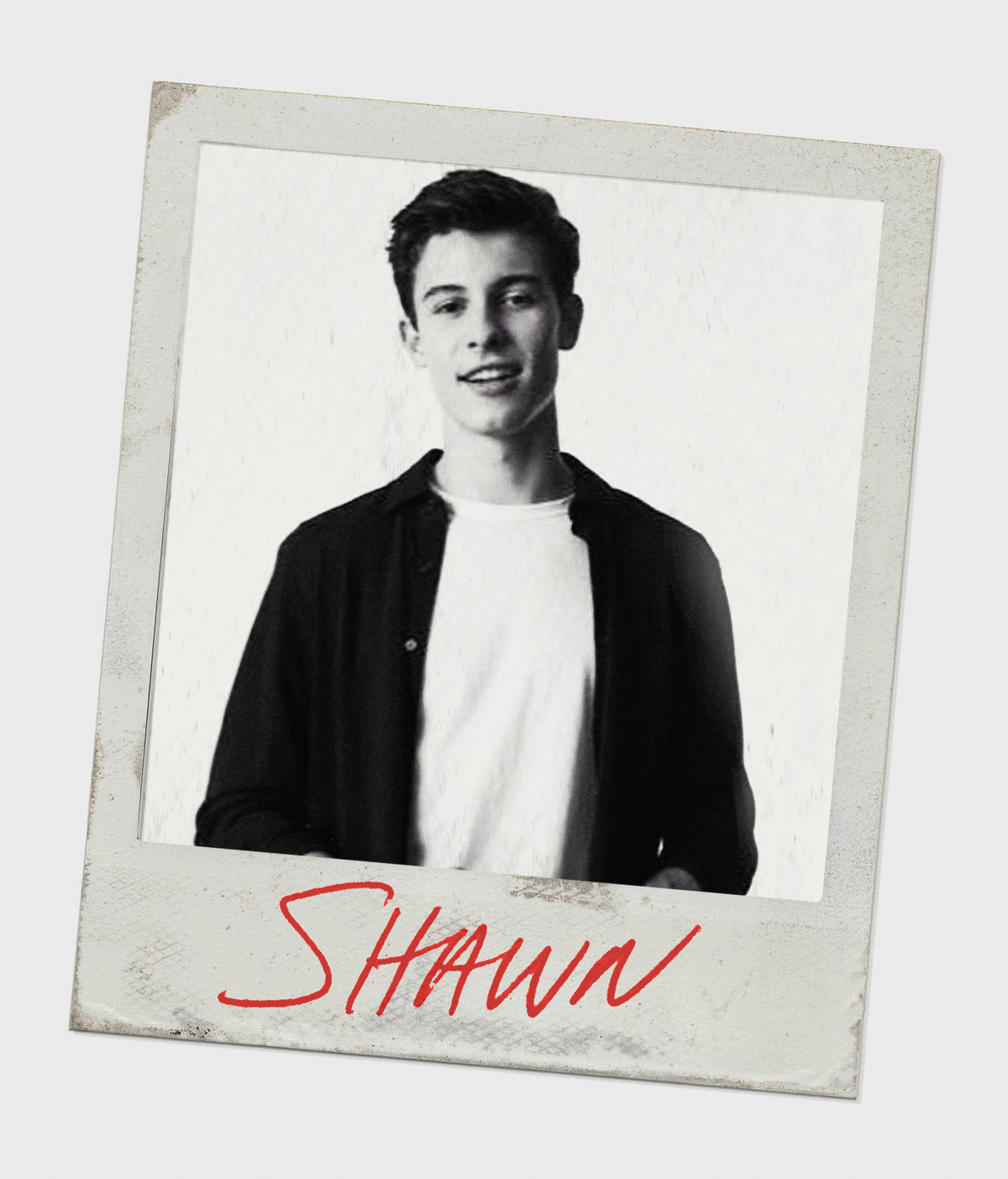 A photo of shawn with his name on it - Shawn Mendes