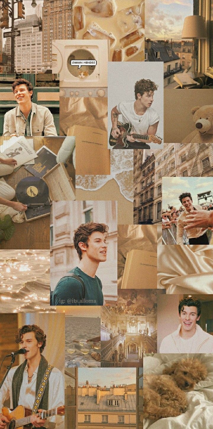 A collage of pictures with different people in them - Shawn Mendes