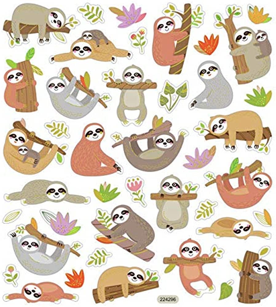 A set of sloth stickers with different animals - Sloth