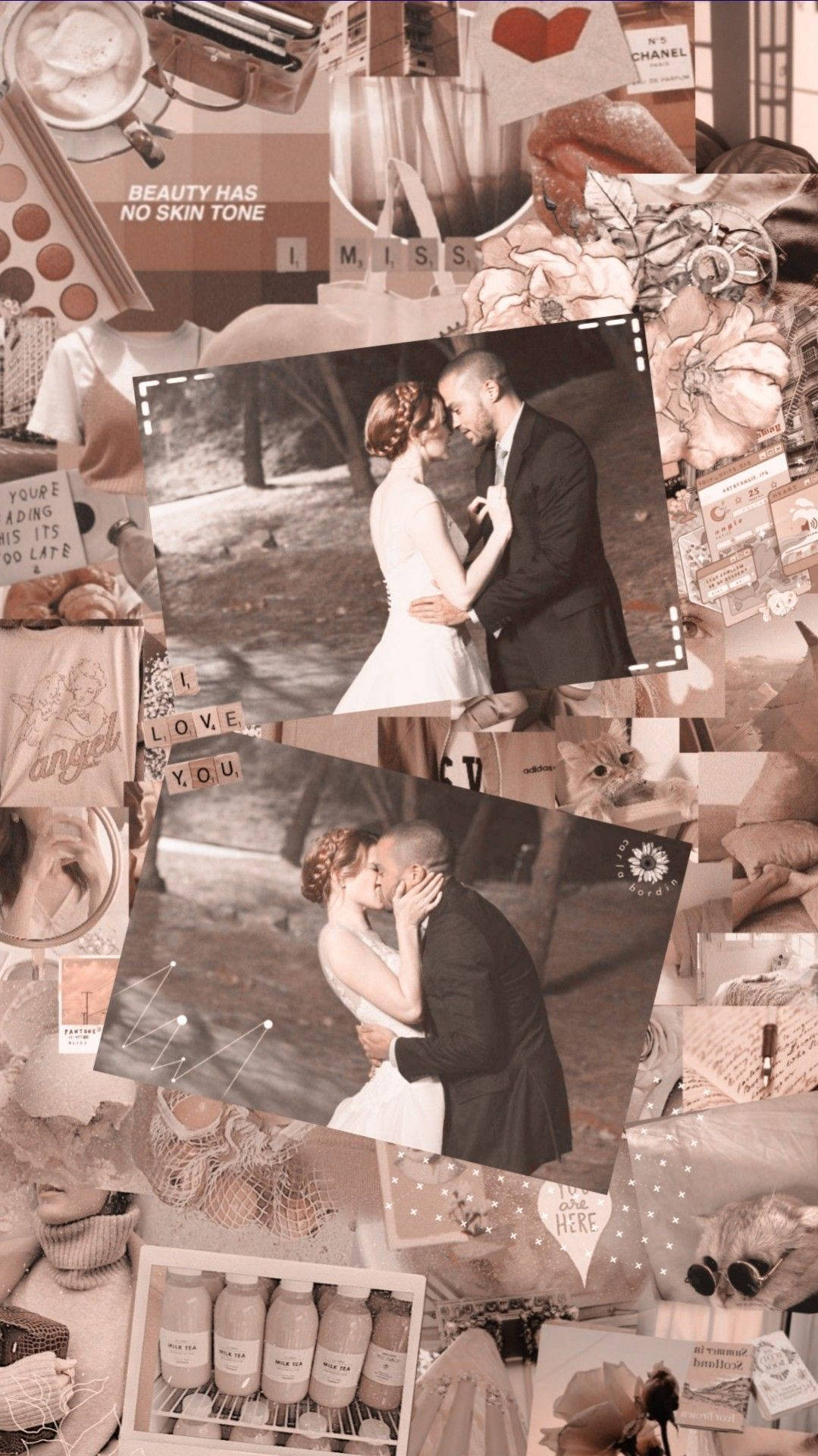 Aesthetic background of a couple kissing on their wedding day - Grey's Anatomy