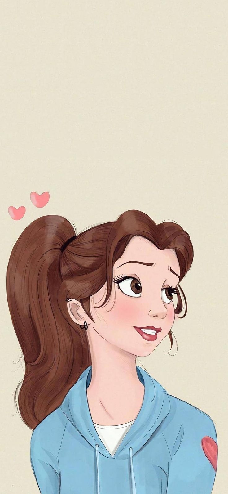 A cartoon drawing of an animated girl with pigtails - Belle