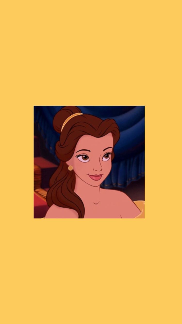 The beauty and beast character in a yellow background - Belle