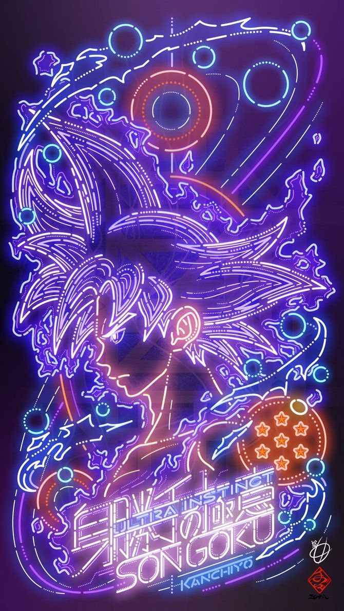 A neon poster of a character from the anime 'Son Goku'. - Dragon Ball