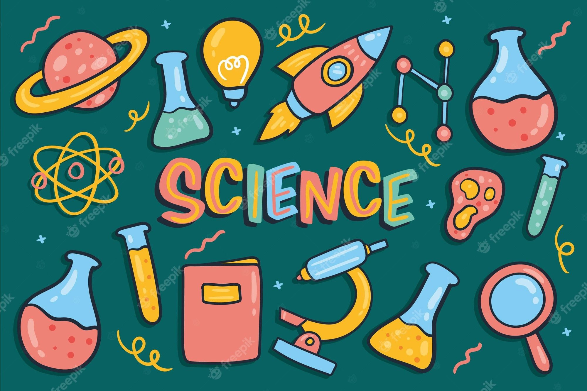 Science icons set with the word and a few other things - Chemistry