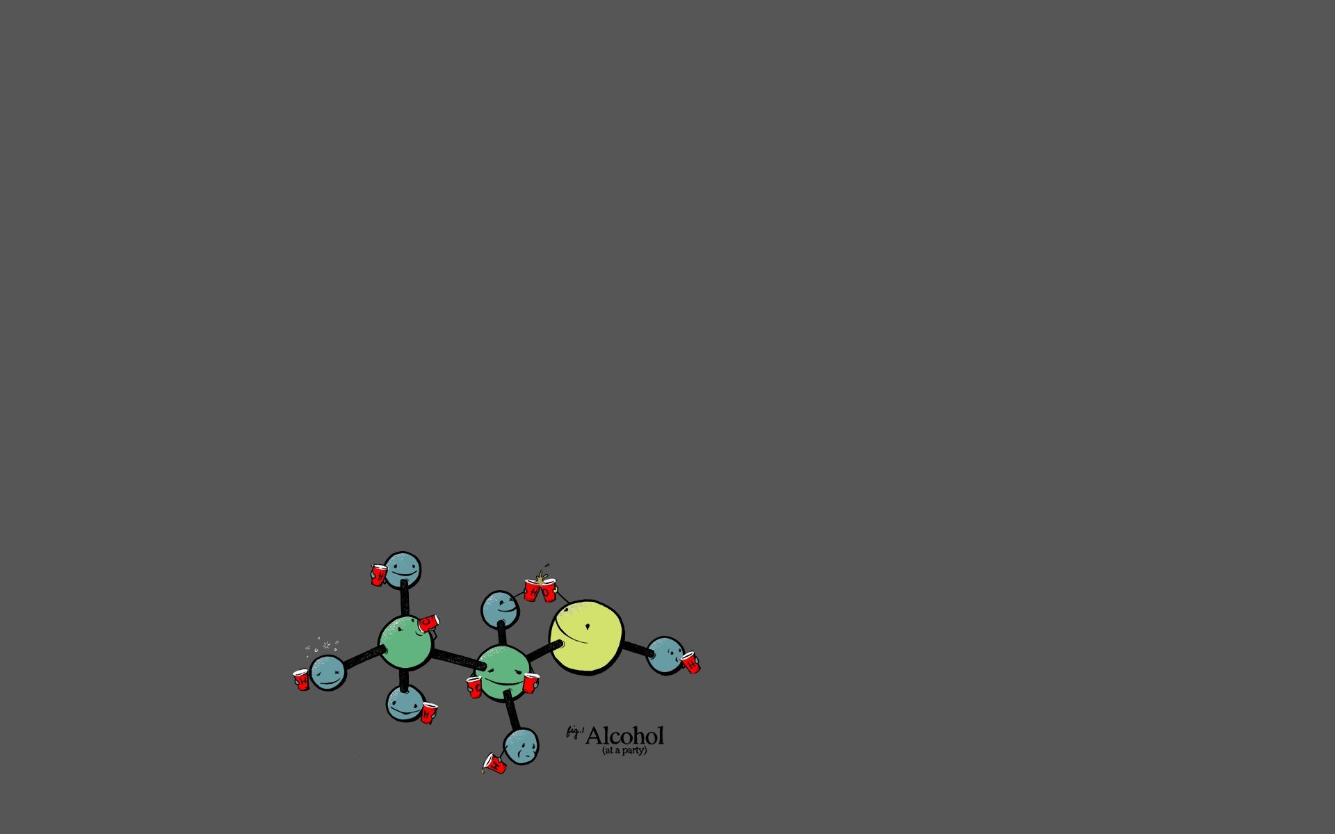 Chemical structure of alcohol on a gray background - Chemistry