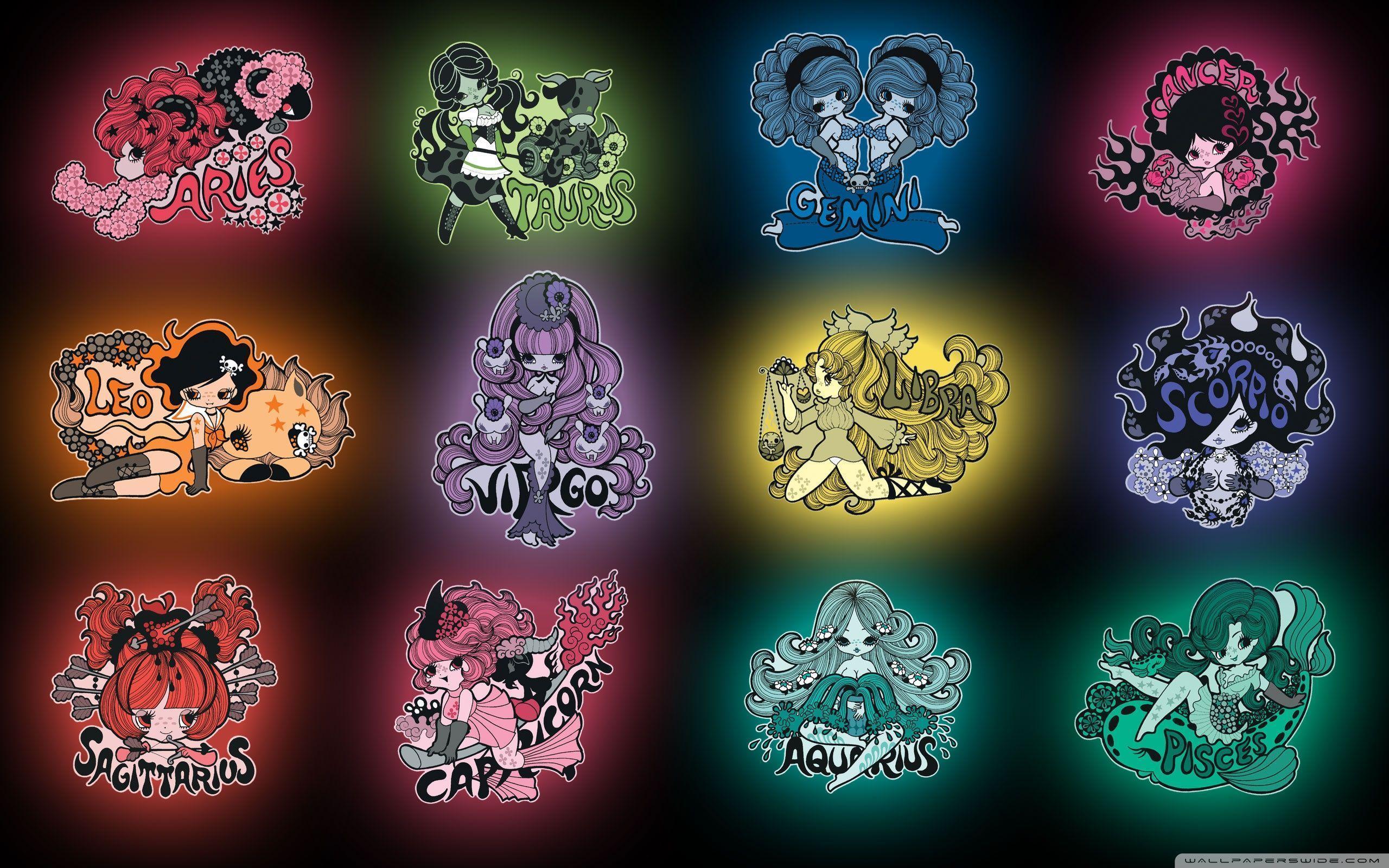 1920x1080 wallpaper with all 12 zodiac signs - Cancer, Pisces, Taurus, Aries