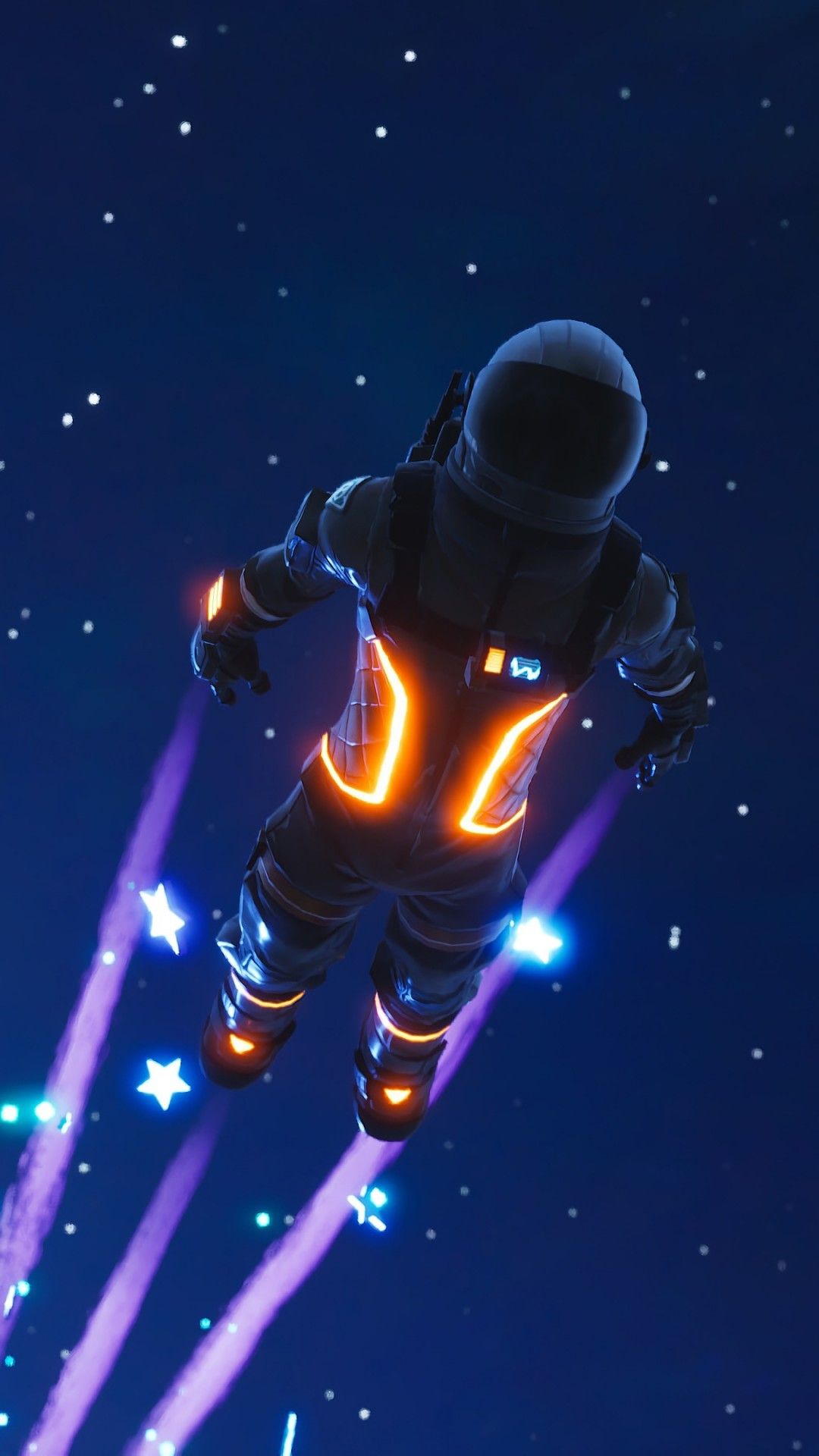 Fortnite wallpaper of a player in a spacesuit flying through the air - Fortnite