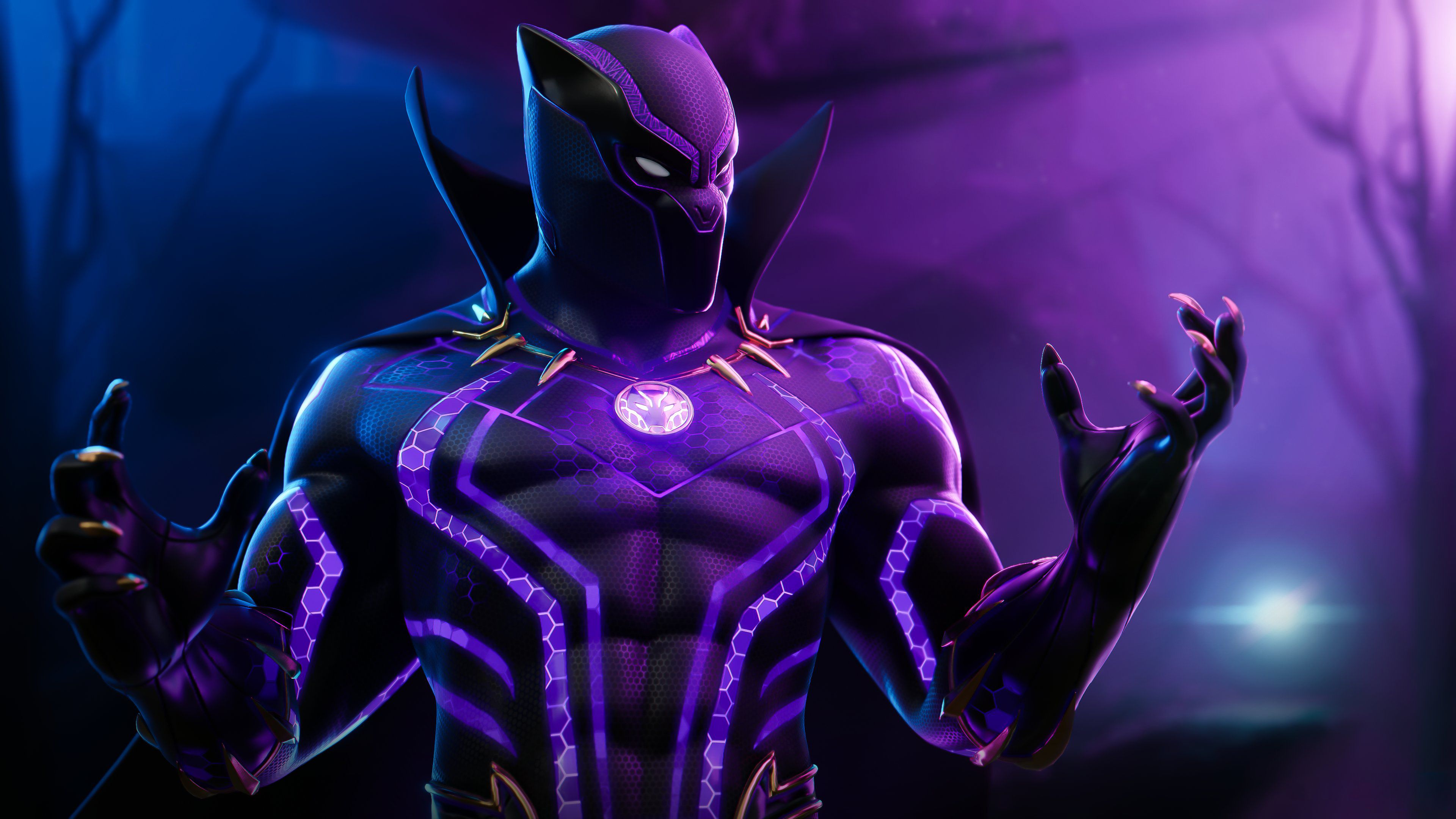 A purple and black superhero in the dark - Fortnite