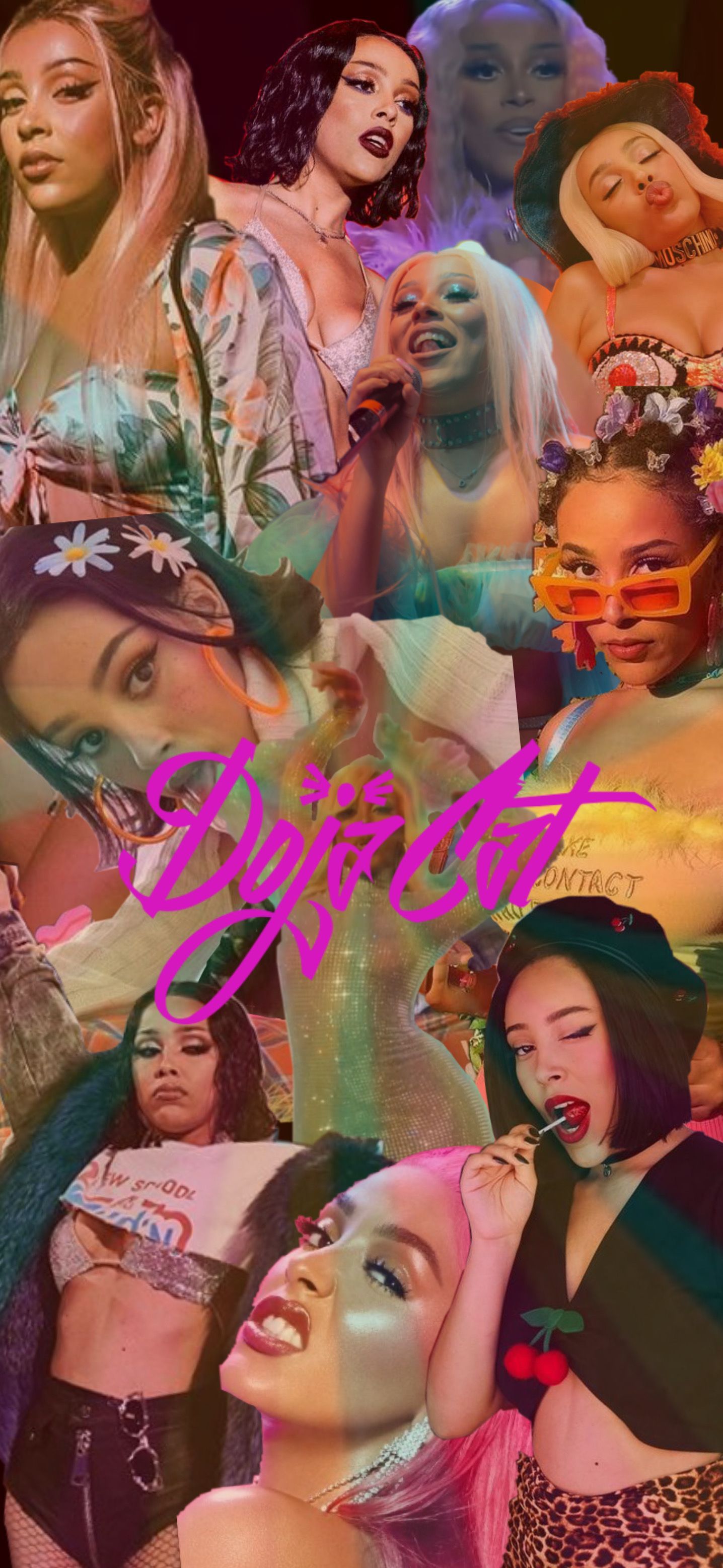 A collage of pictures with the words bitches - Doja Cat