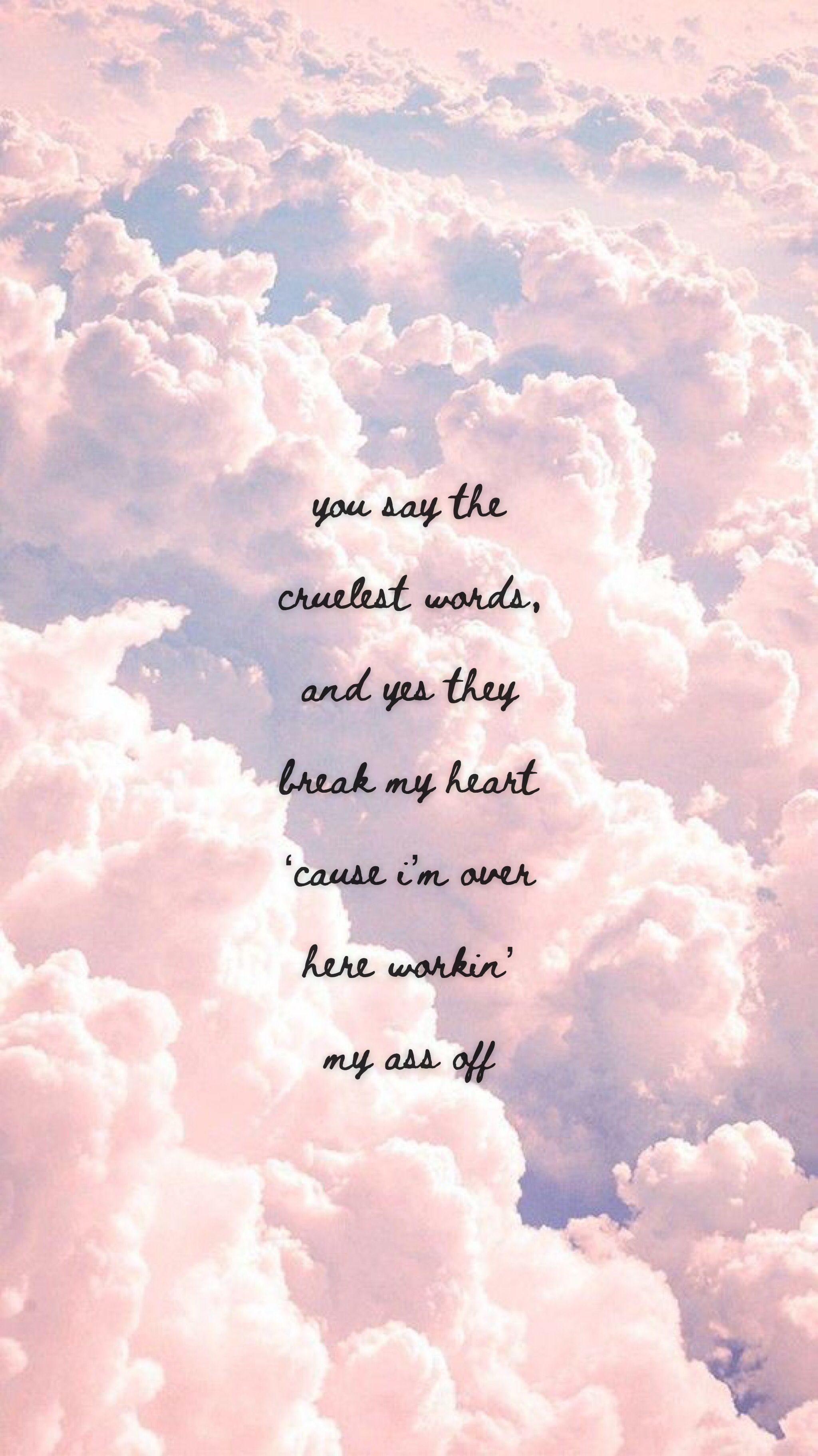 A quote on a pink and white cloud background - Melanie Martinez