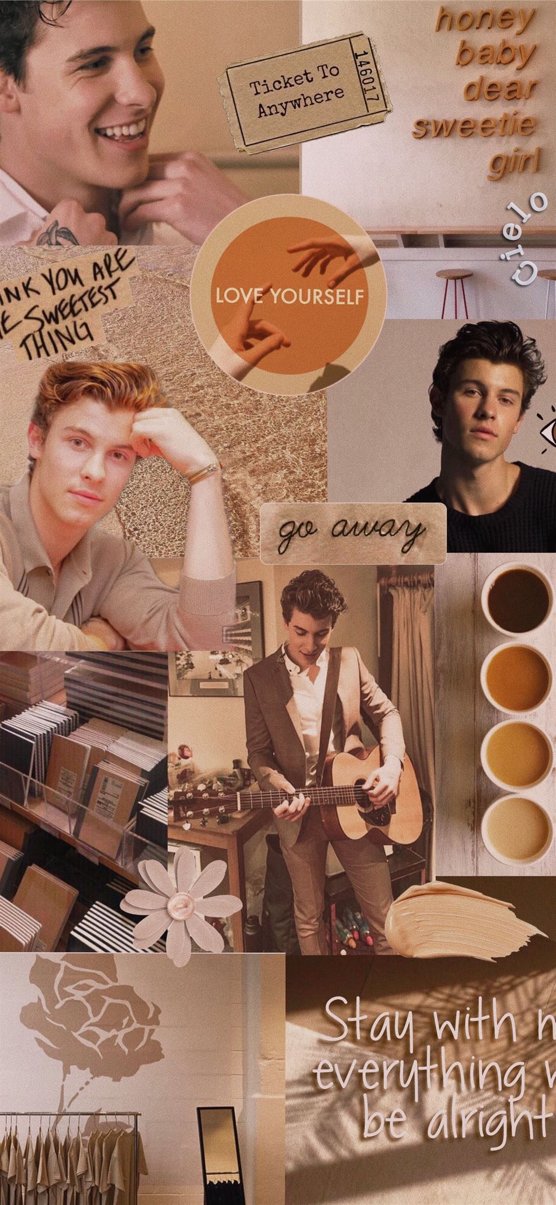Shawn Mendes aesthetic background collage - Beige