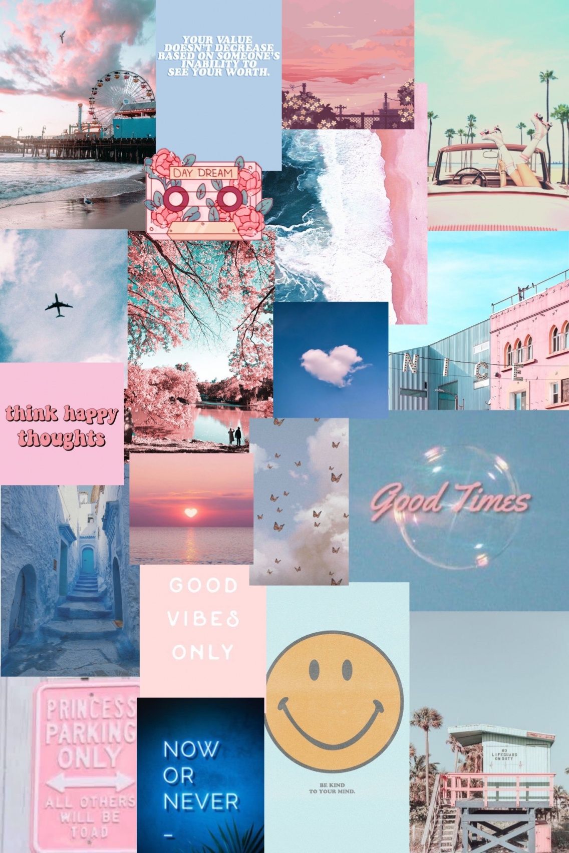 I hope you enjoy this wallpaper I made! #aesthetic #pinkandblue #pink #blue #collage #wallpaper