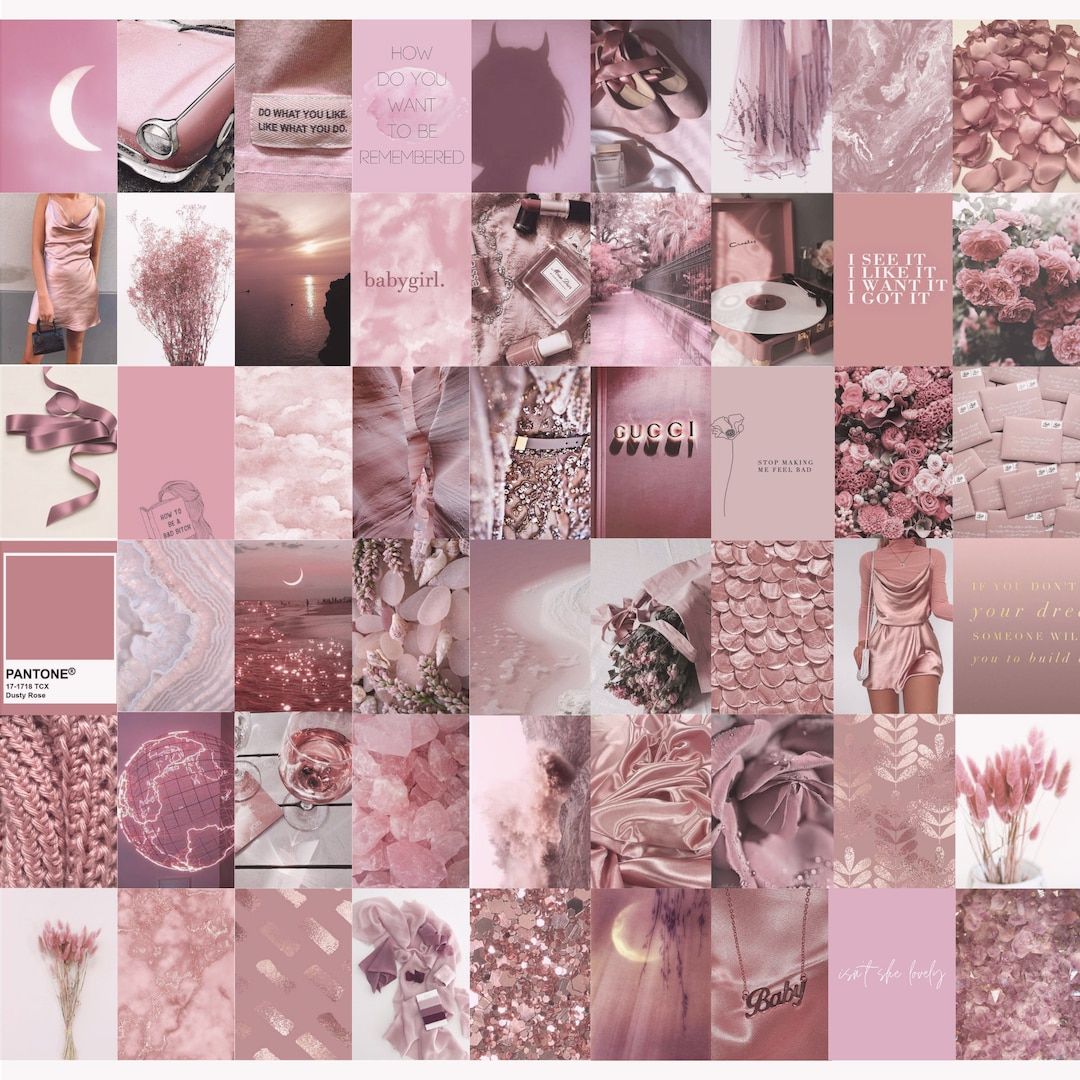 Pink Photo Wall Collage Kit Pink Aesthetic Dusty Rose Rose