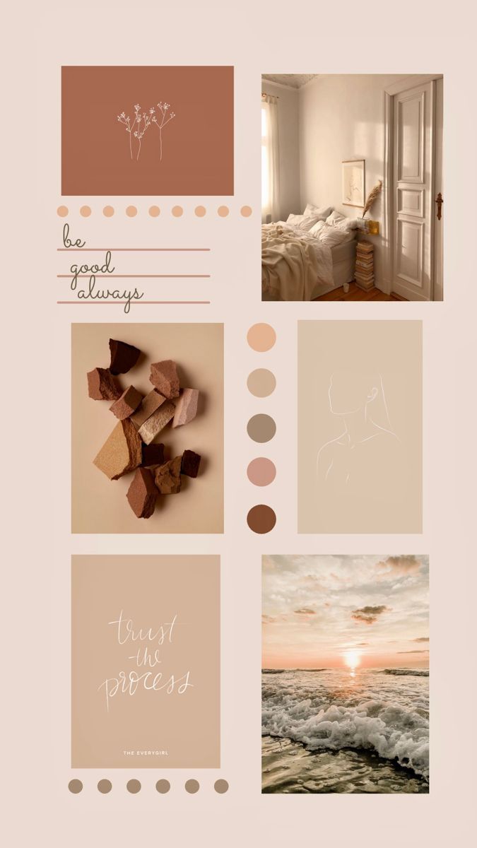 A collage of different images with the words, 'the perfect day' - Minimalist beige, beige