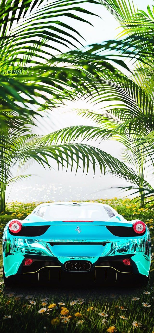 Ferrari parked in an aesthetic place 4K wallpaper [2610x5655] and [1080x2340]