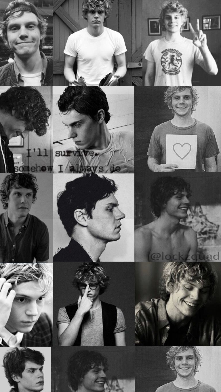 A collage of pictures with different faces and names - Evan Peters