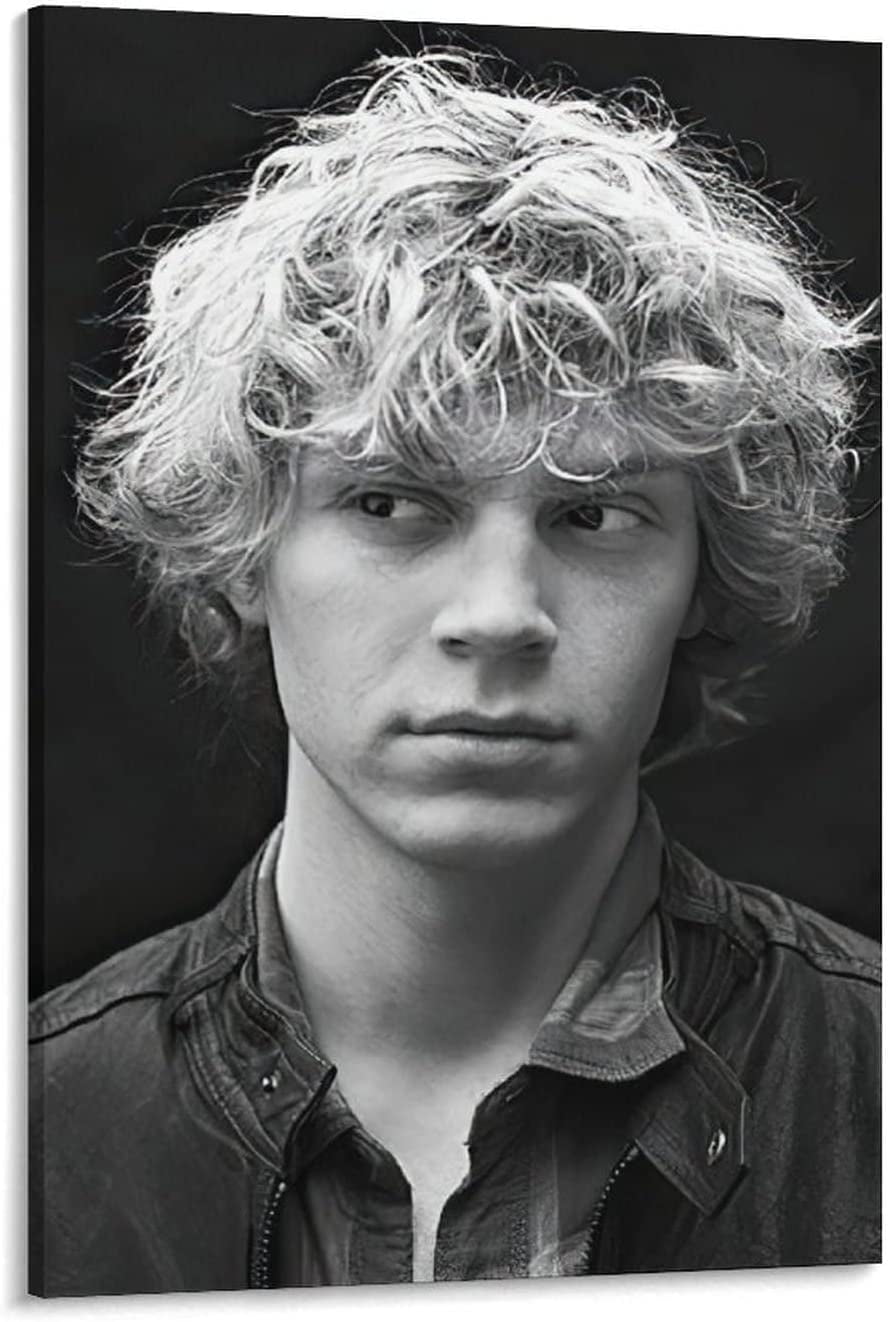 Evan Peters, 2014, canvas print, 24 x 36 inches, black and white, framed, one of a kind - Evan Peters