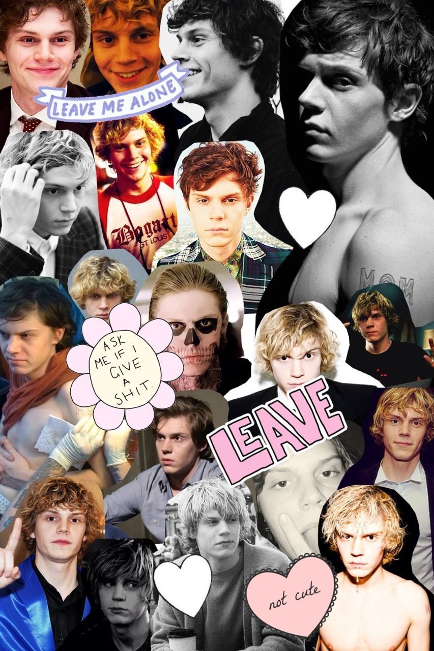 A collage of pictures with different people on them - Evan Peters