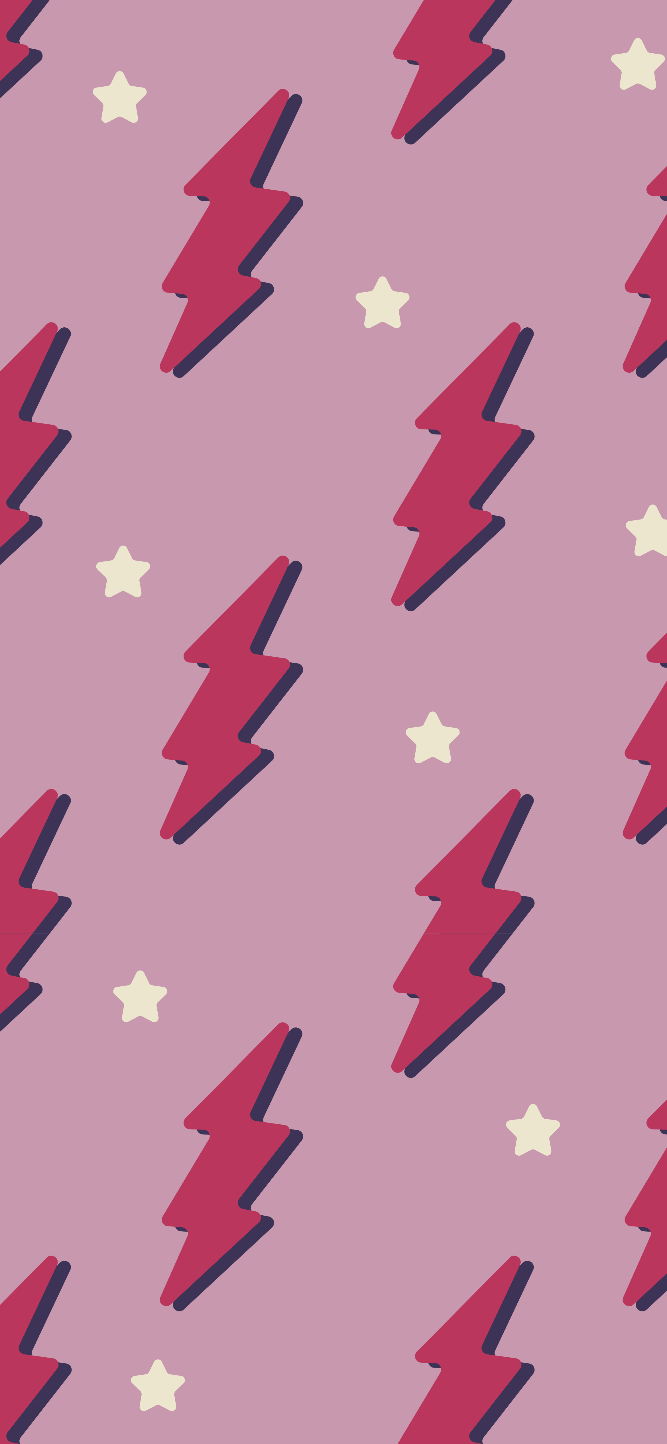 A pink wallpaper with red Christmas trees and yellow stars. - Preppy