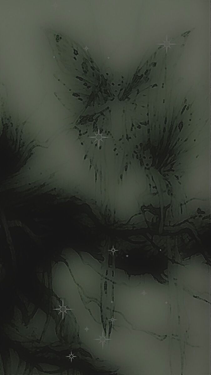 A green and black image of a woman with stars in her hair - Grunge