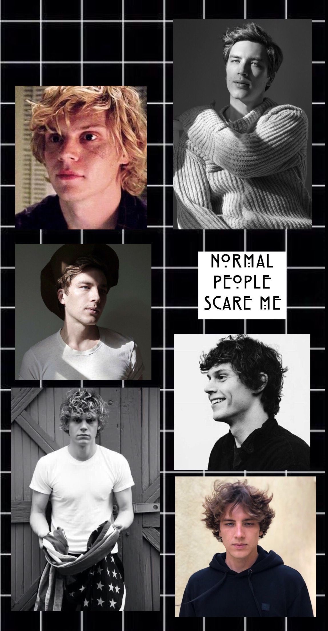 Collage of Evan Peters, one of the main characters of the show American Horror Story. - Evan Peters