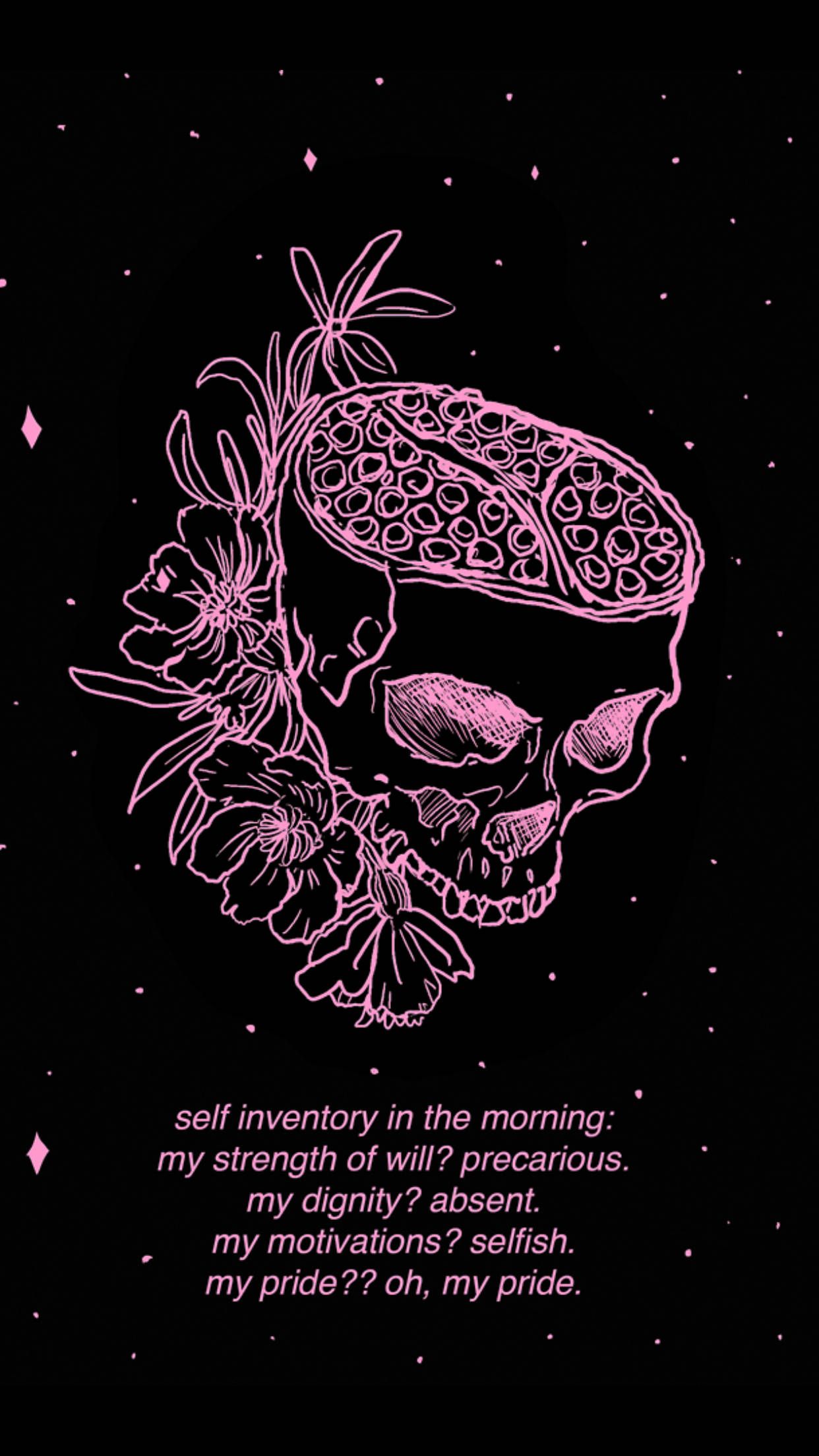 Download Witchy Aesthetic Pink Skull Wallpaper