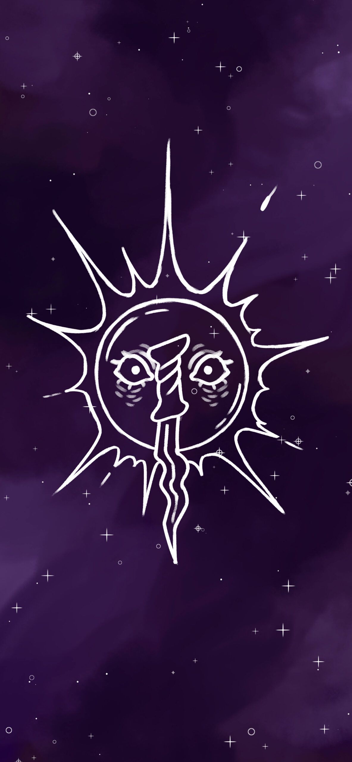 A purple background with the sun symbol on it - Witch