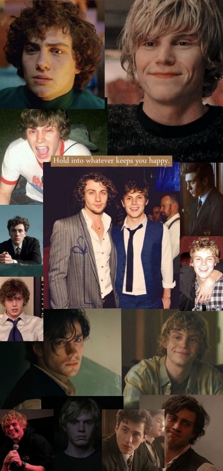 A collage of pictures with different people in them - Evan Peters