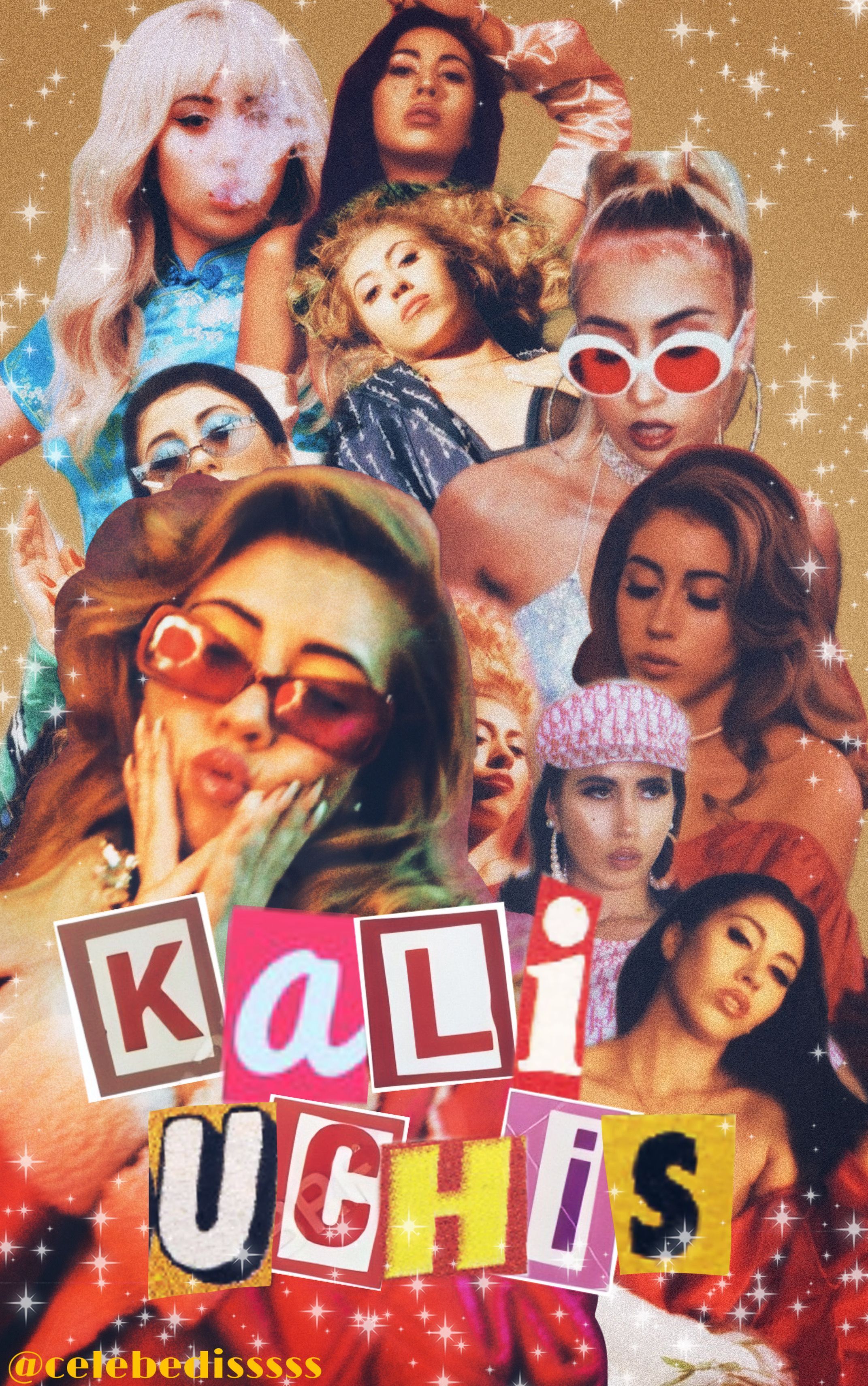 A collage of Kali Uchis with different hairstyles and accessories. - Kali Uchis