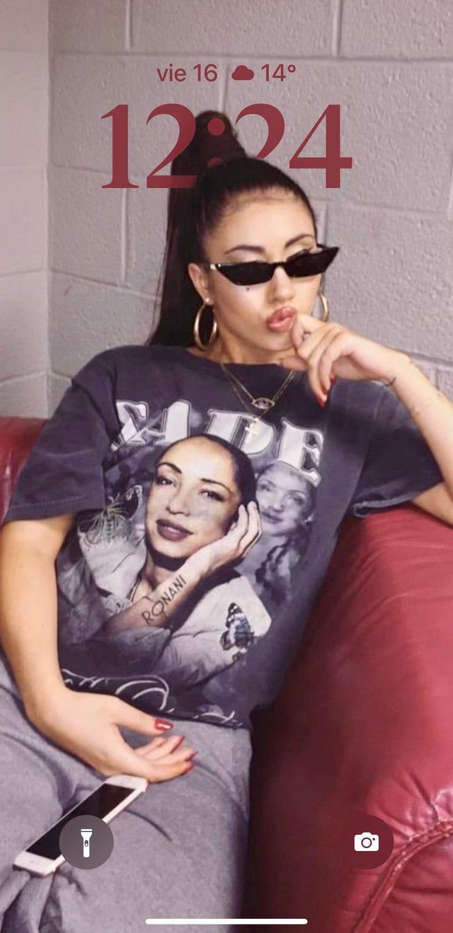 A picture of Aaliyah printed on a t-shirt. - Kali Uchis