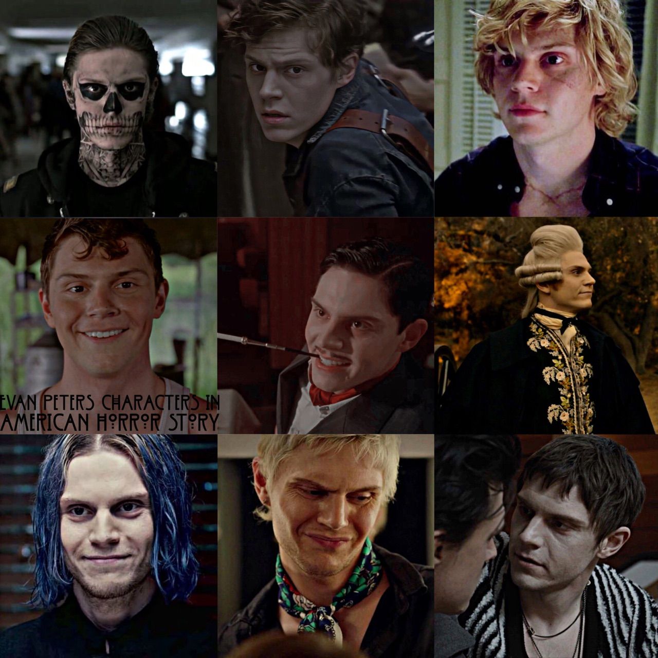 A collage of pictures showing different people - Evan Peters