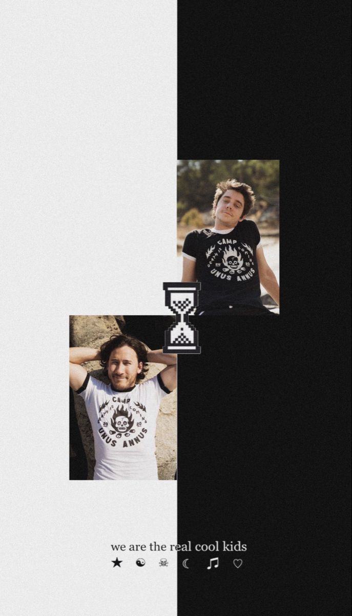 A black and white poster with two people on it - Markiplier