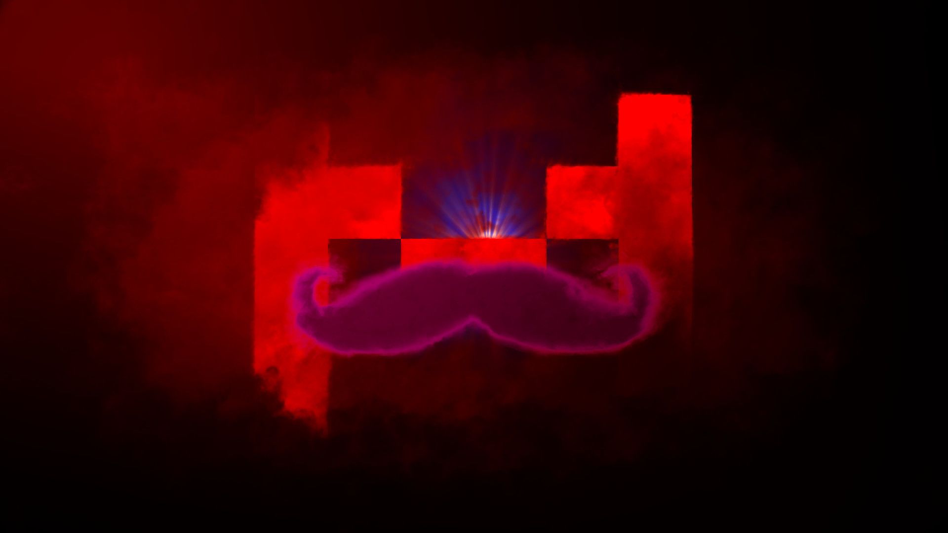 A purple and red logo with a mustache - Markiplier