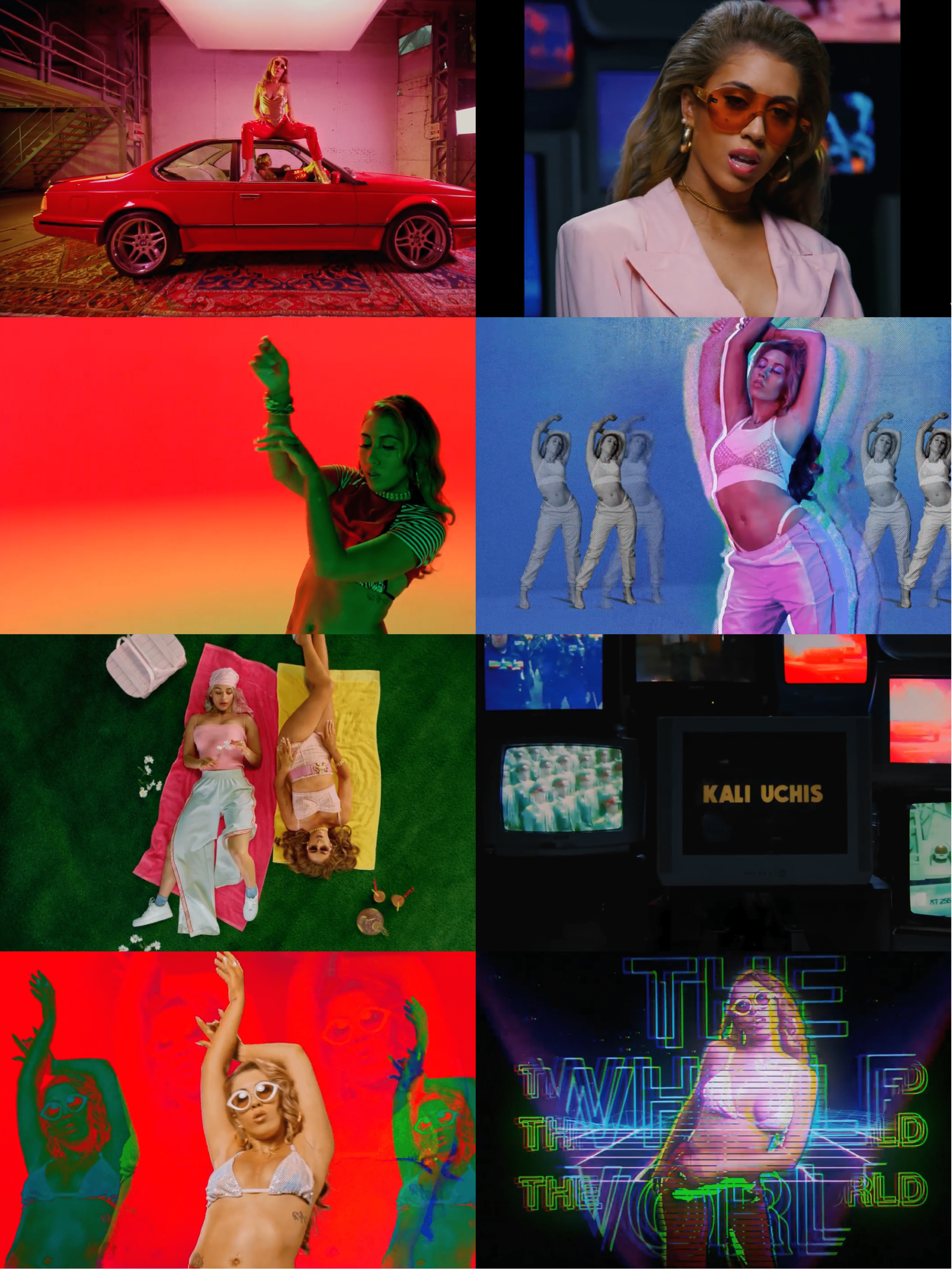 A collage of pictures with different colors - Kali Uchis