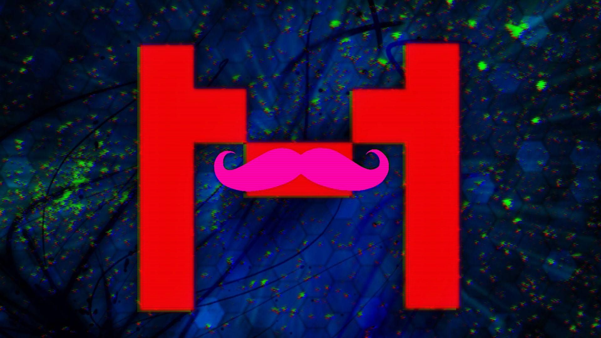 A red letter h with pink mustache - Markiplier