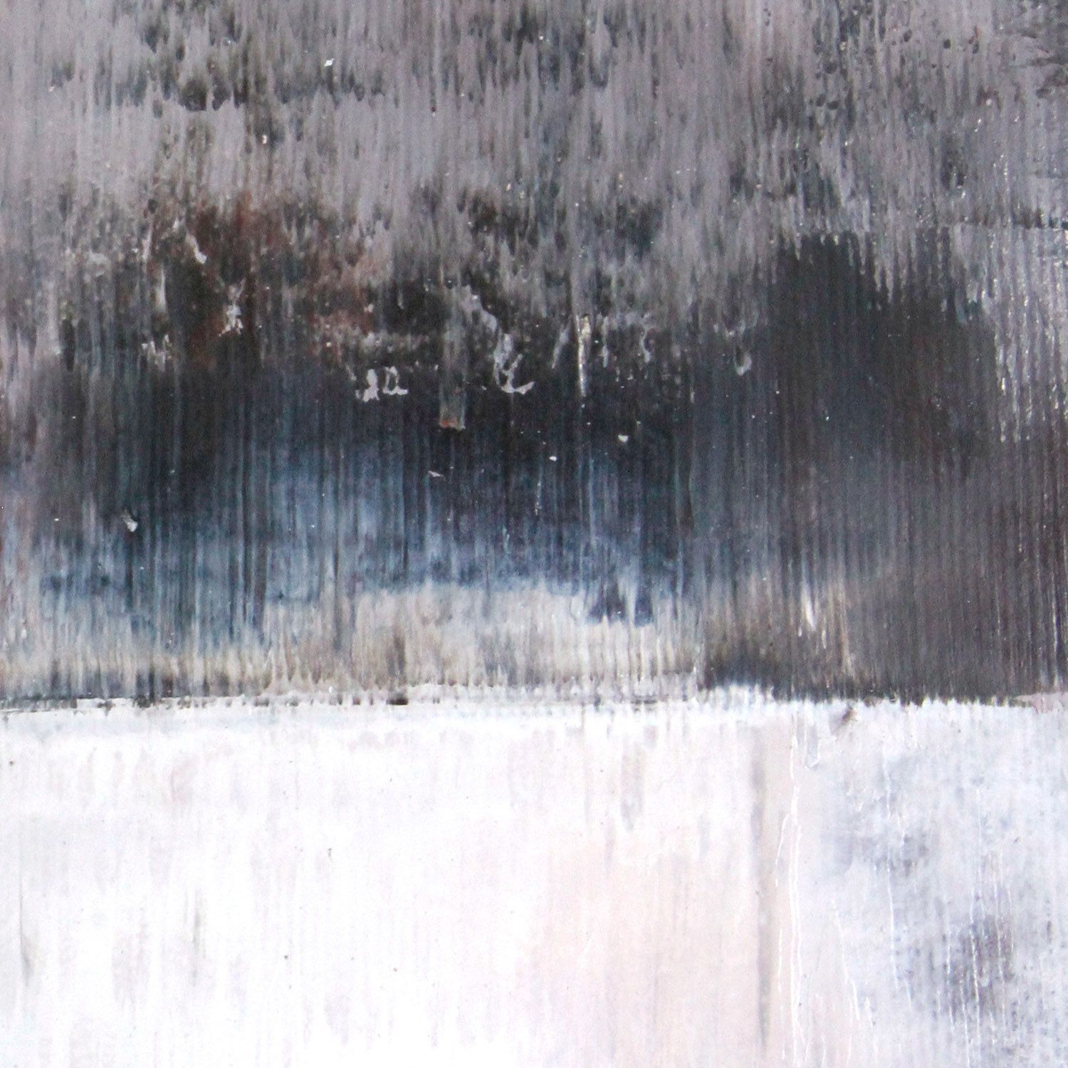 A detail of the painting showing the layers of the artist's brushwork - Gray