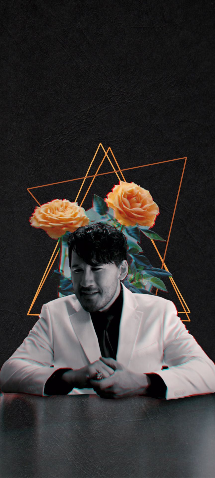 Wallpaper of a man in a white suit with two roses behind him - Markiplier