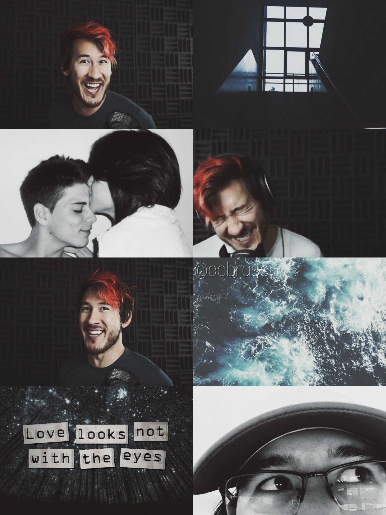 A collage of pictures of the couple, Jack and Dan, smiling and laughing at each other. - Markiplier