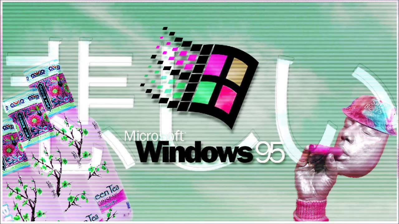 A computer screen with an image of windows 95 - Windows 95