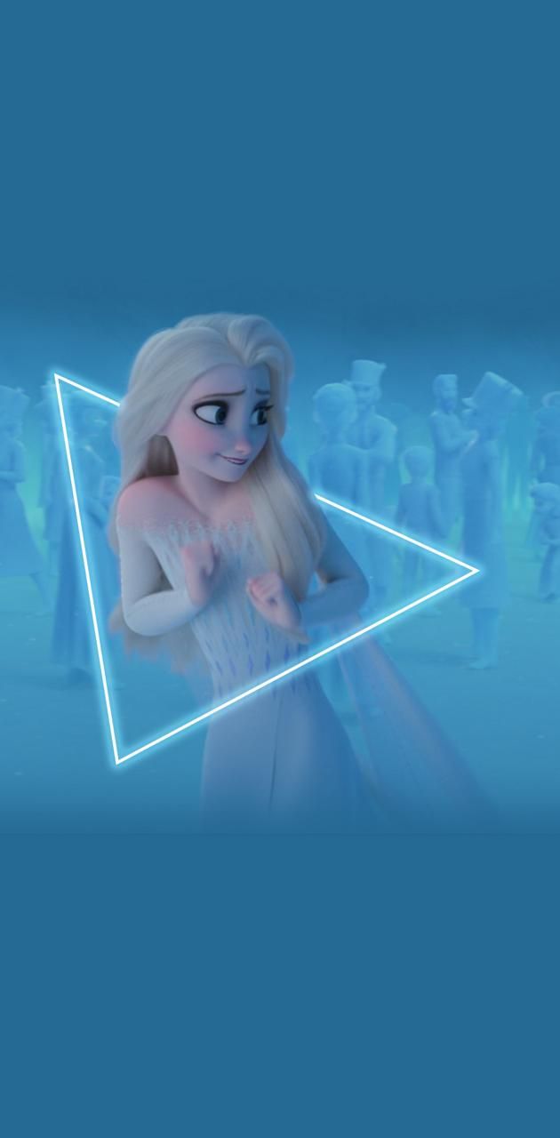 Elsa from Frozen in a blue neon triangle - Elsa